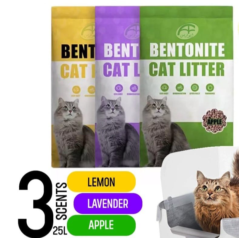 Bentonite Cat Litter 20 kg , 3 scents - Lemon, Lavender, Apple