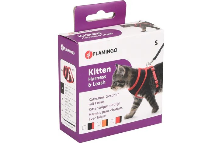 Flamingo Kitten Harness Set with Leash