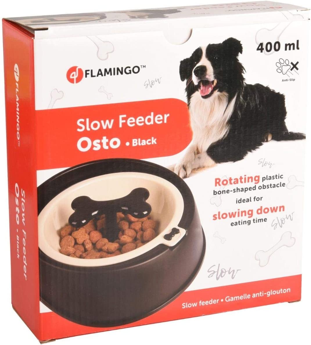 Flamingo Dog Slow Feeder Osto, Black