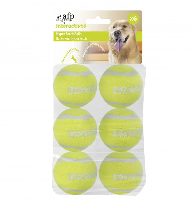 All for Paws Interactive Hyper Fetch Tennis Balls, 6 Pcs