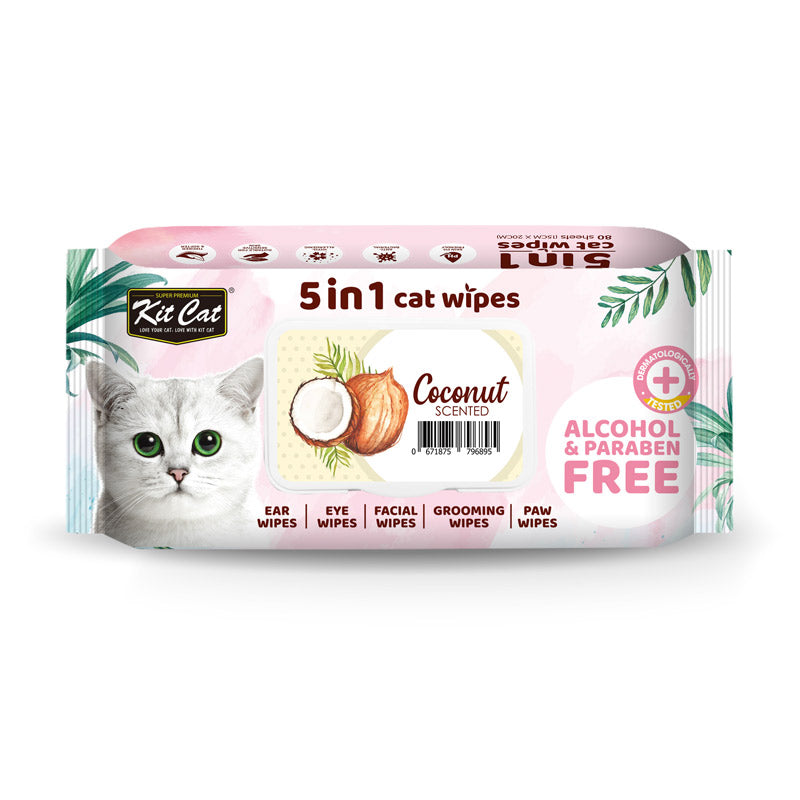 Kit Cat 5 in 1 Cat Wipes Coconut Scented