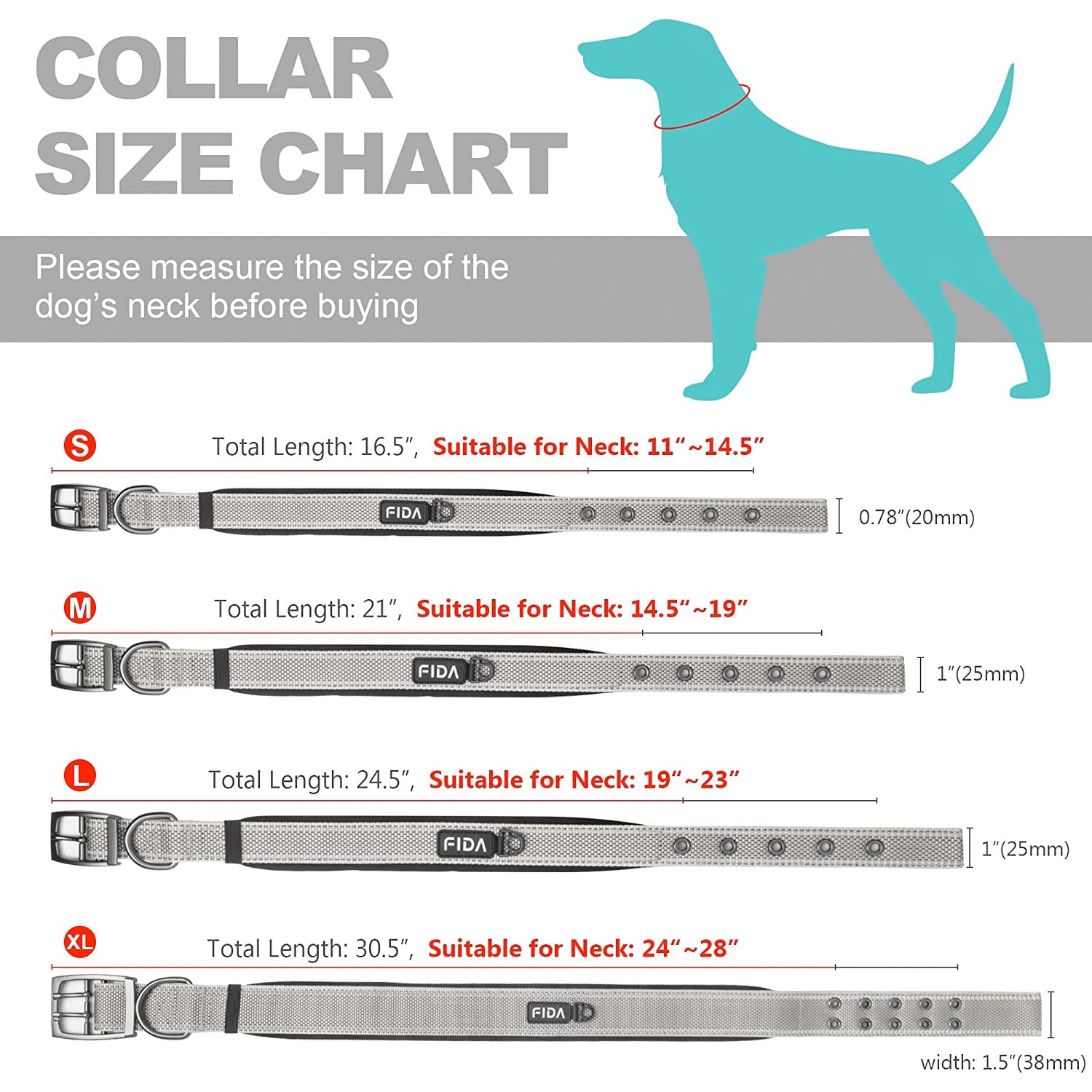 Fida Heavy Duty Dog Collar