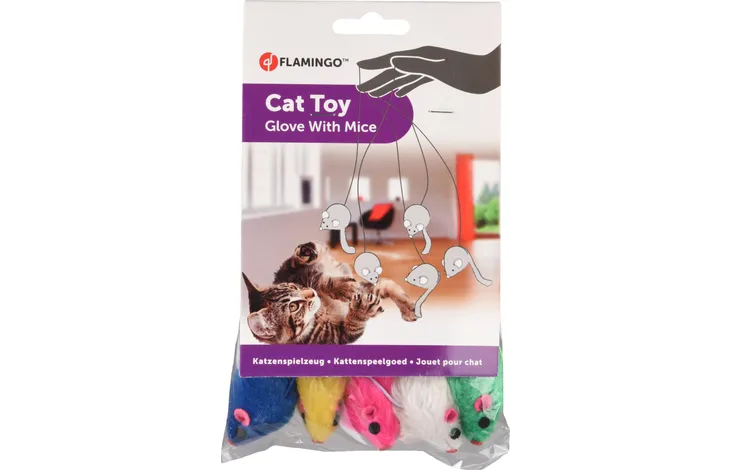 Flamingo Cat Toy Glove with Mice